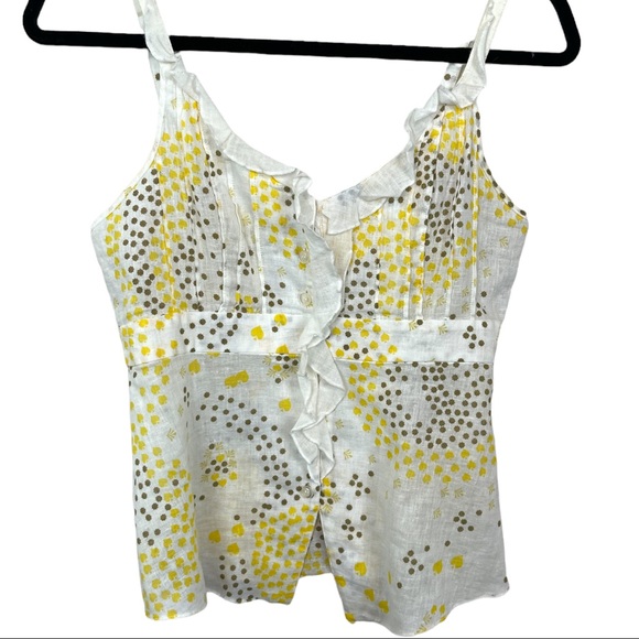 Free People Tops - 🥑5/$25 Free People cream yellow brown dot ruffle tank top